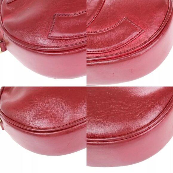 CHANEL CC Mini Tassel Oval Chain Shoulder Bag Leather Red GHW Vintage - Picture 5 of 16